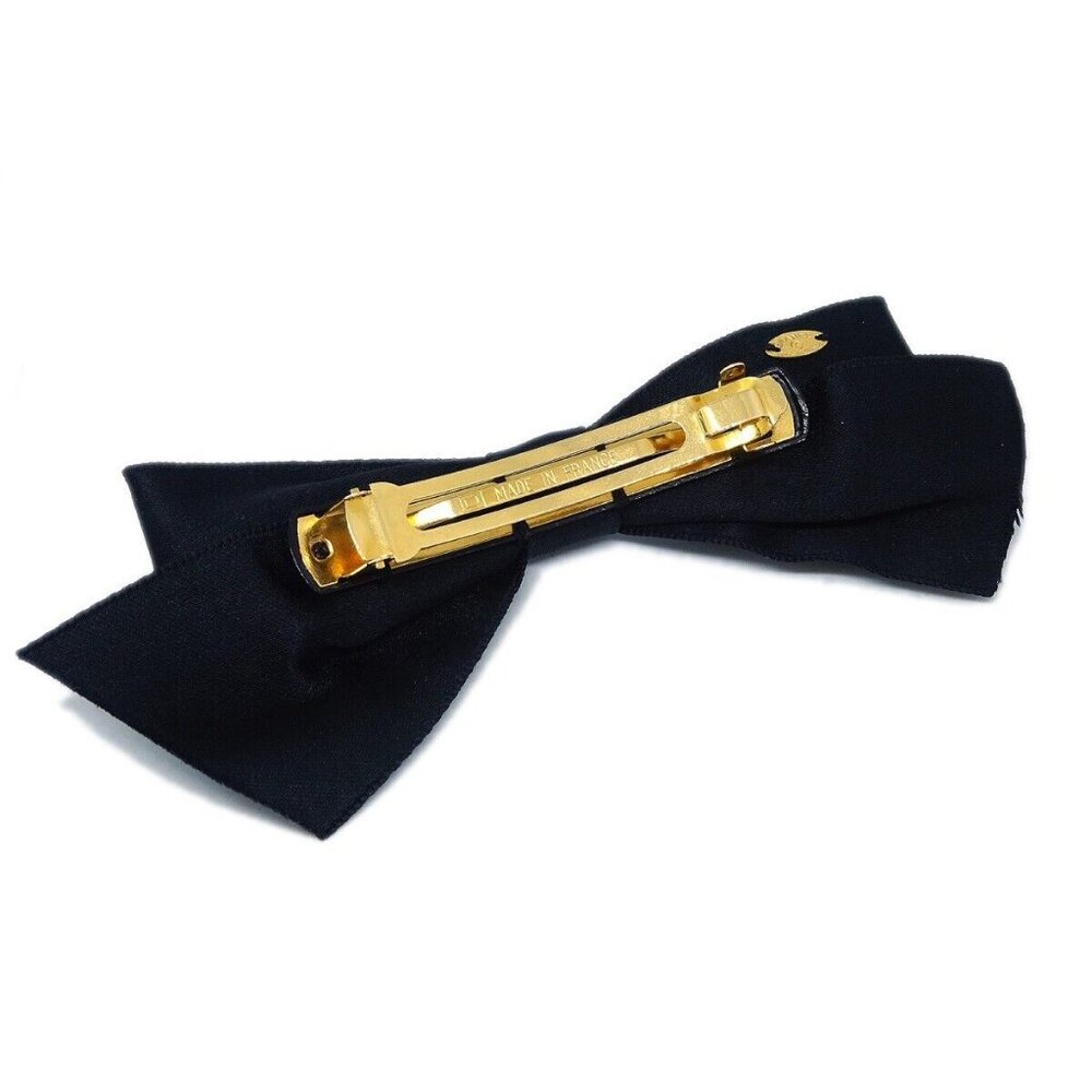Chanel Turnlock Bow Satin Hair Barrette Black - Picture 8 of 8